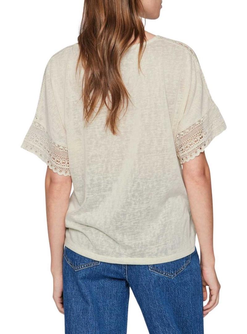 Camiseta Vila Vinulan bege para mulher.