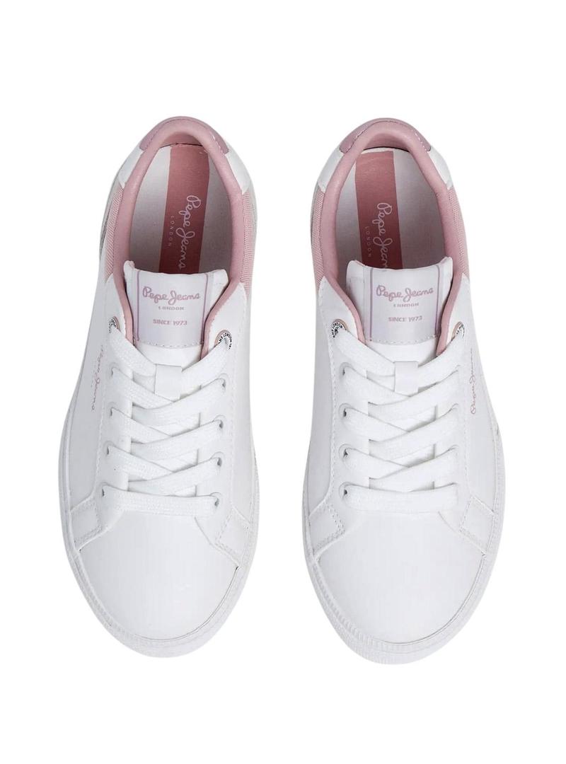 Sapatilhas Pepe Jeans Kenton branco e rosa para menina.