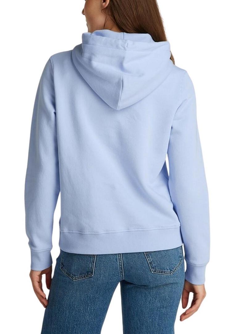 Moletom Tommy Jeans Linear Hoodie azul para mulher.