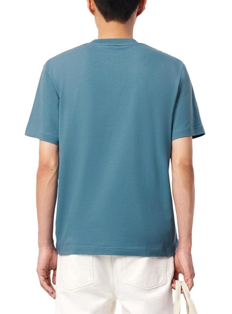 Camiseta Lacoste logo azul para homem.