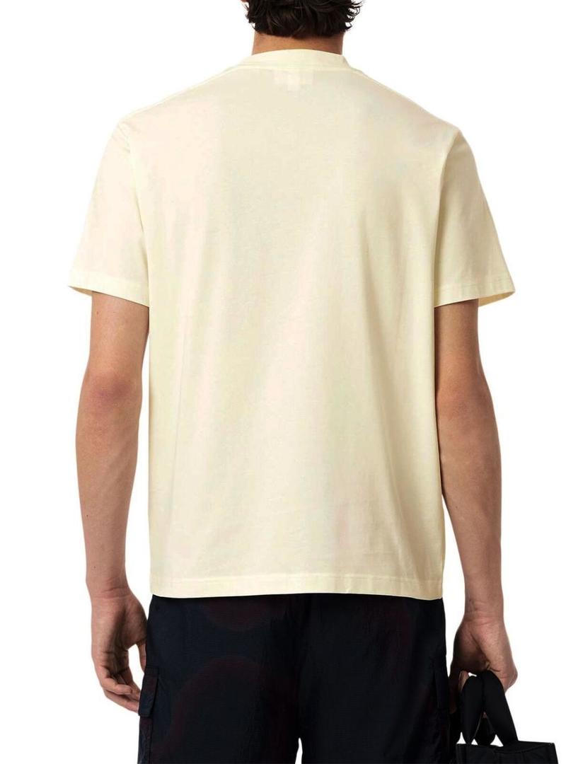 Camiseta Lacoste Logo Lacoste Paris bege para homem.