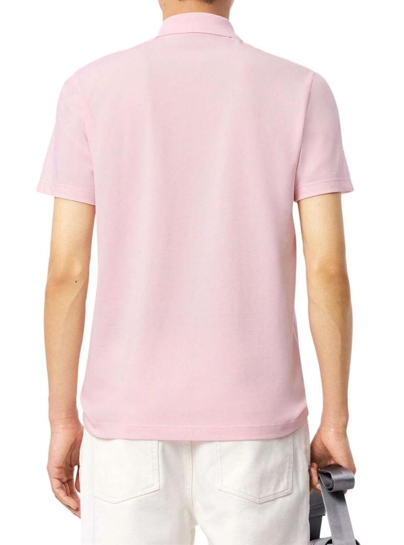 Camisa polo rosa regular Lacoste para homem.