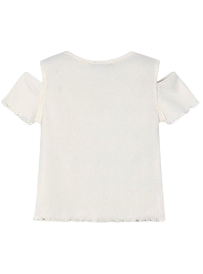 Camiseta Mayoral cortada em beige para menina