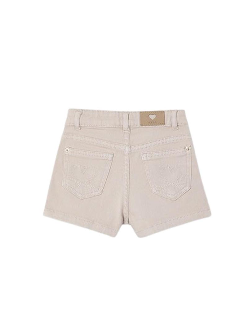Short de sarja básico bege para menina.