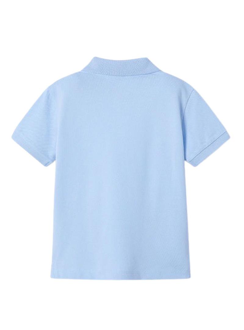 Polo básico azul de granito para crianças.