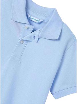 Polo básico azul de granito para crianças.