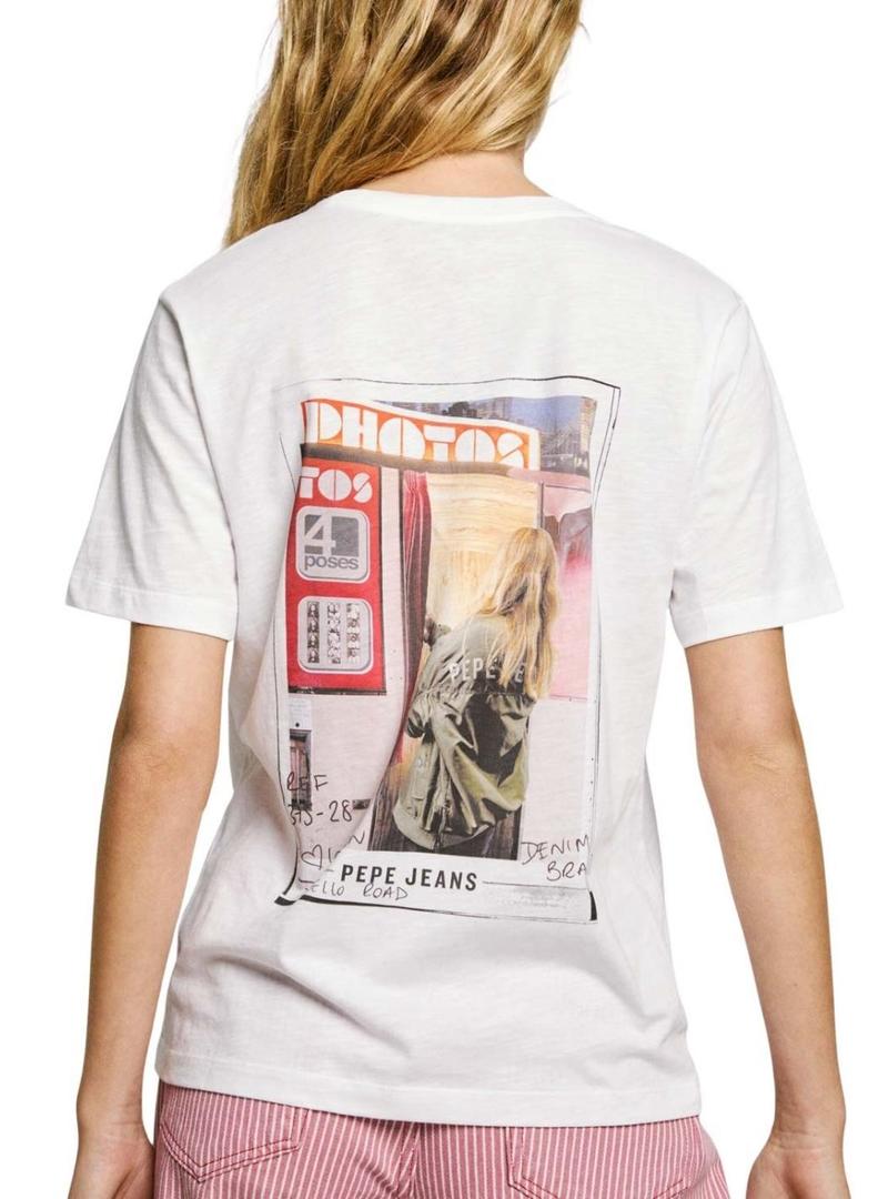 Camiseta Pepe Jeans Rei branca para mulher.