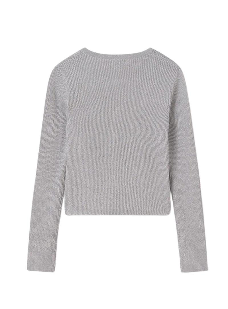 Jaqueta Mayoral tricot canelado prateado para menina