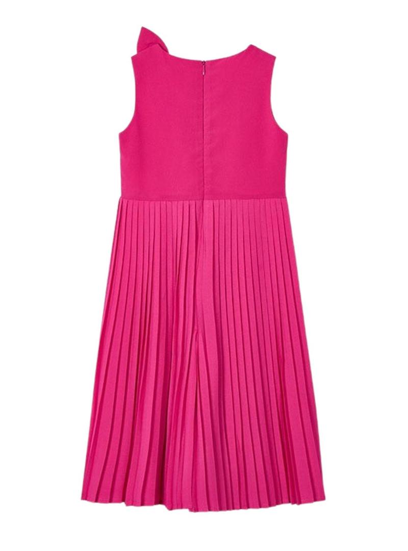 Vestido Mayoral longo plissado laço rosa para menina