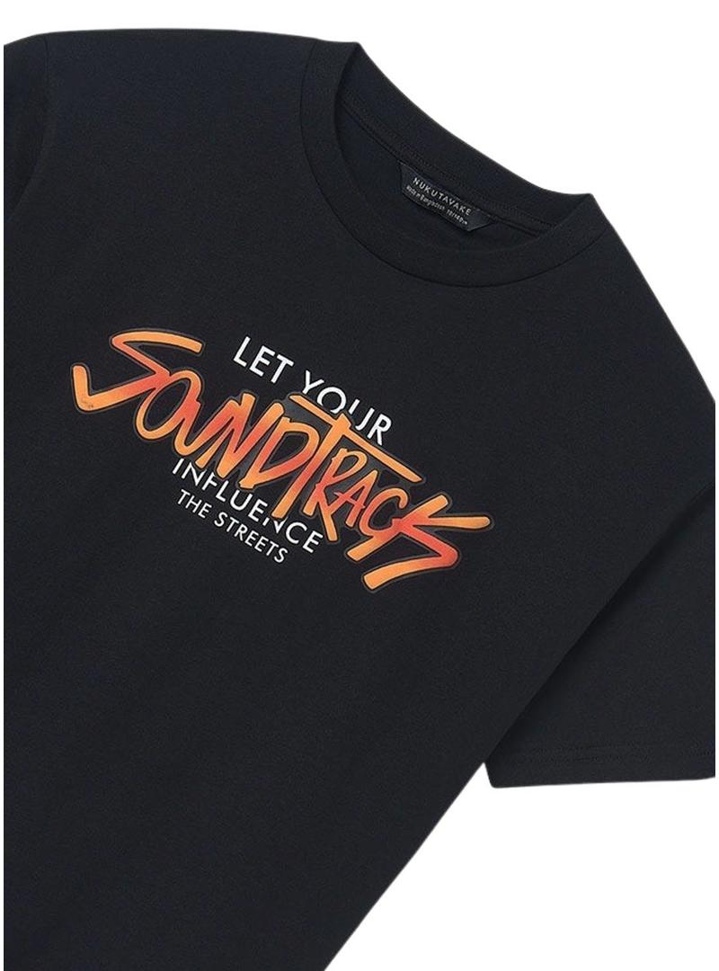 Conjunto de 2 camisetas Mayoral grafite branco preto infantil.