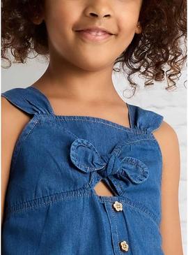 Top de gola fluida em denim para menina