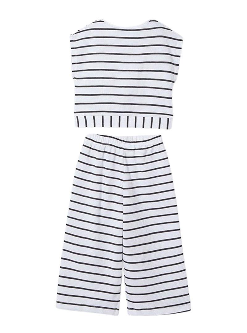 Conjunto Mayoral calça e camiseta às riscas para menina