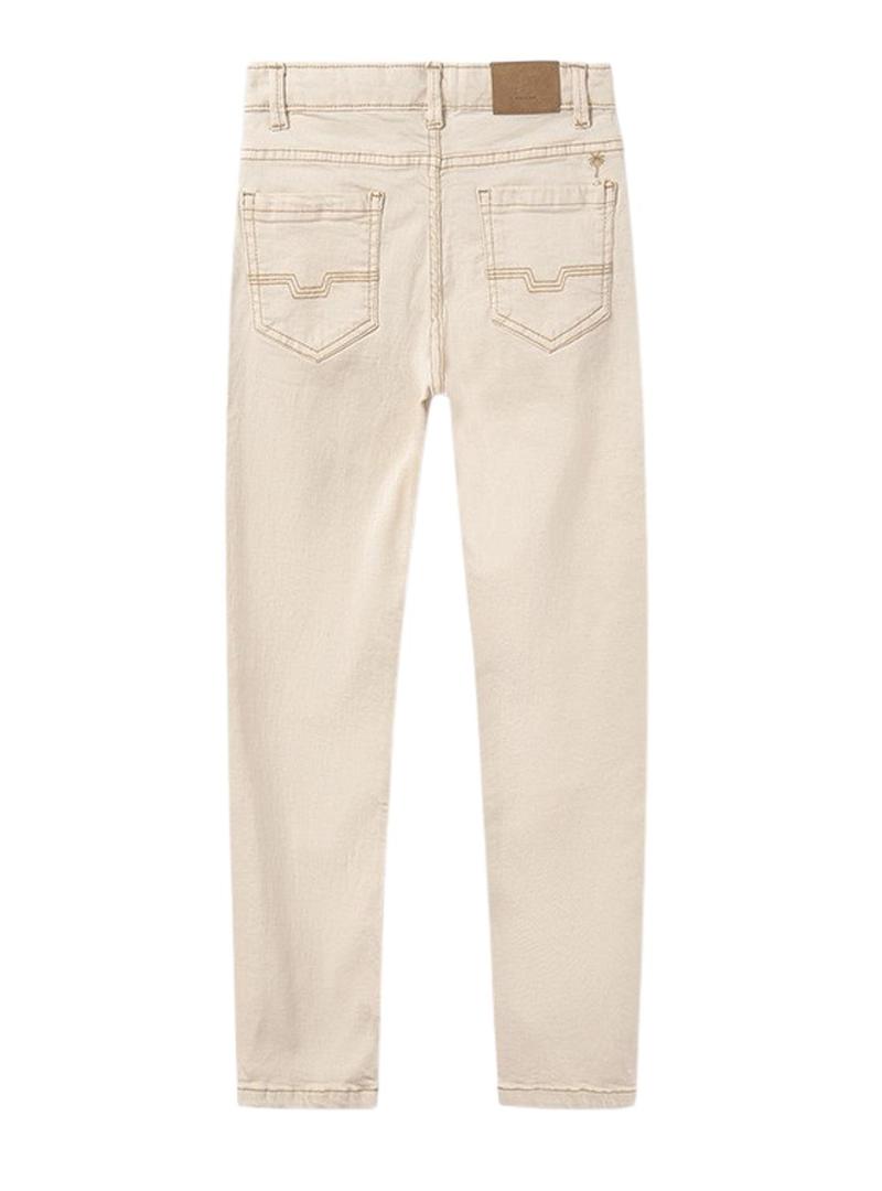 Calça de ganga Mayoral reta em sarja bege para menino.