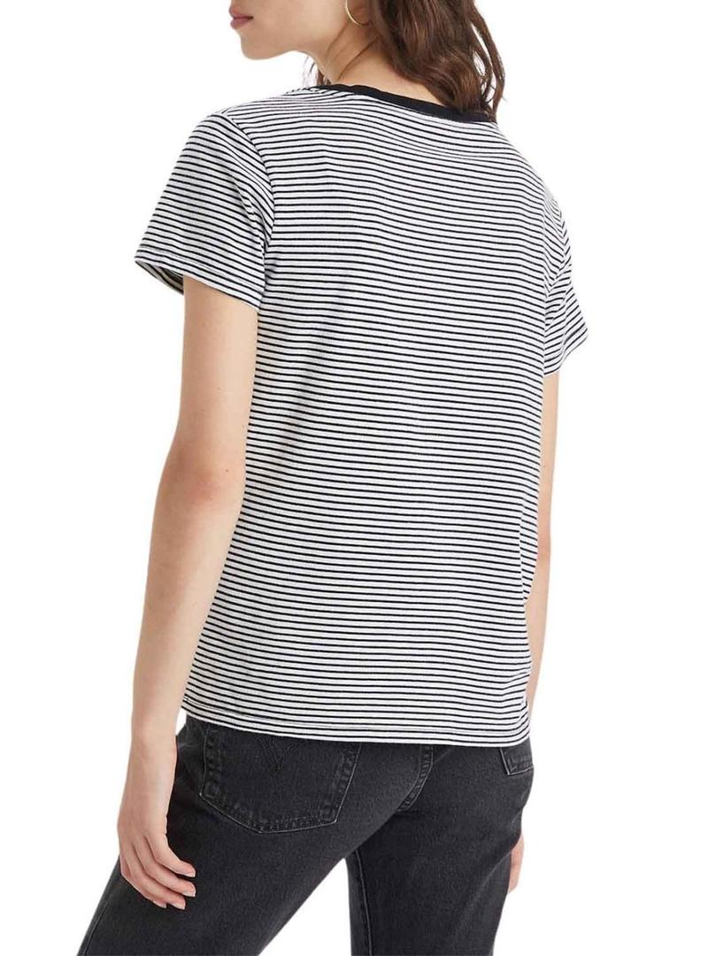 Camiseta Levi's Perfect V Neck listrada para mulher.