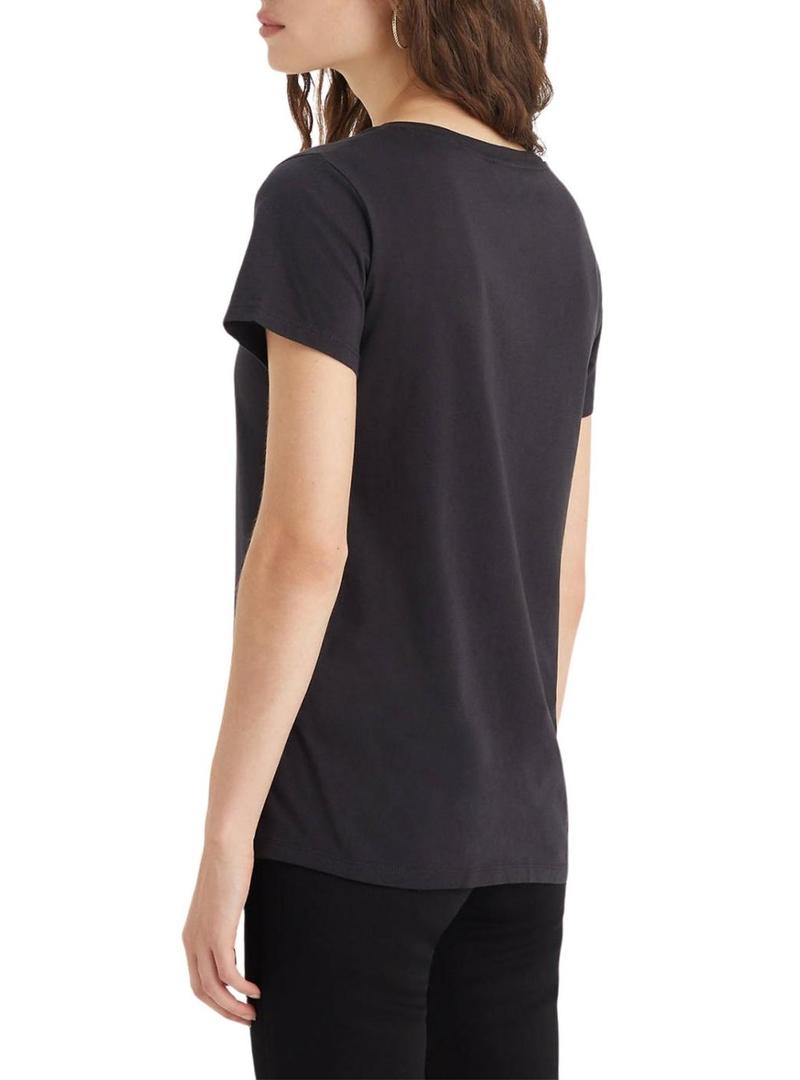 Camiseta Levi's Perfect V Neck preta para mulher.