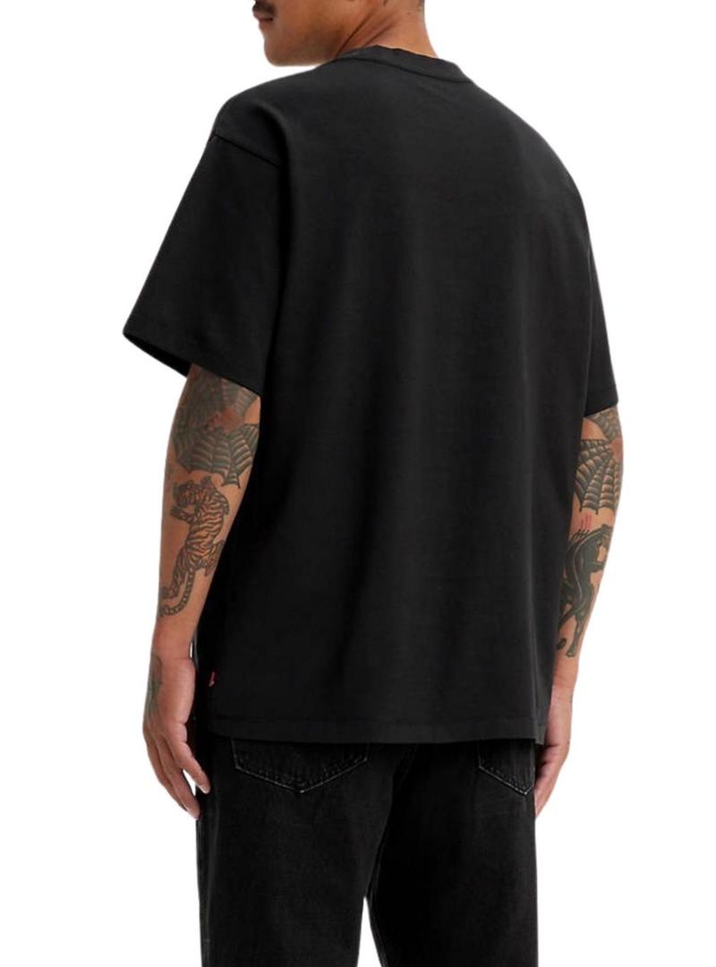 Camisa Levis Red Tab Vintage preta para homem.