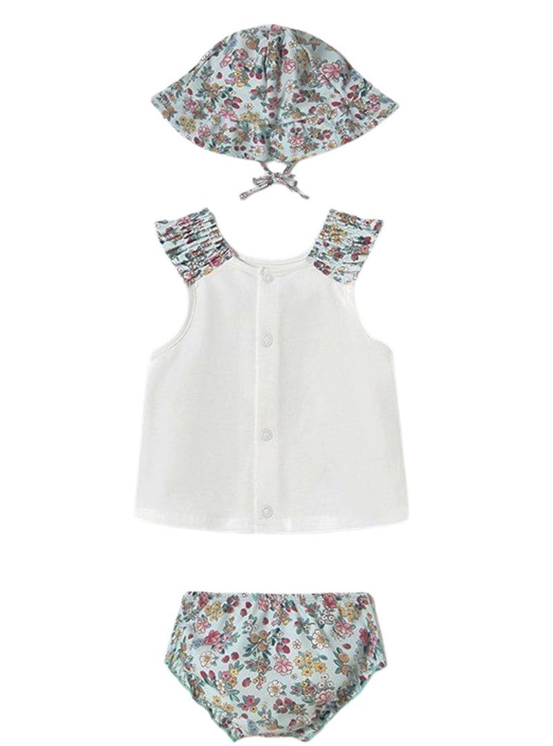 Conjunto Mayoral 3 peças banheiro flores para bebê