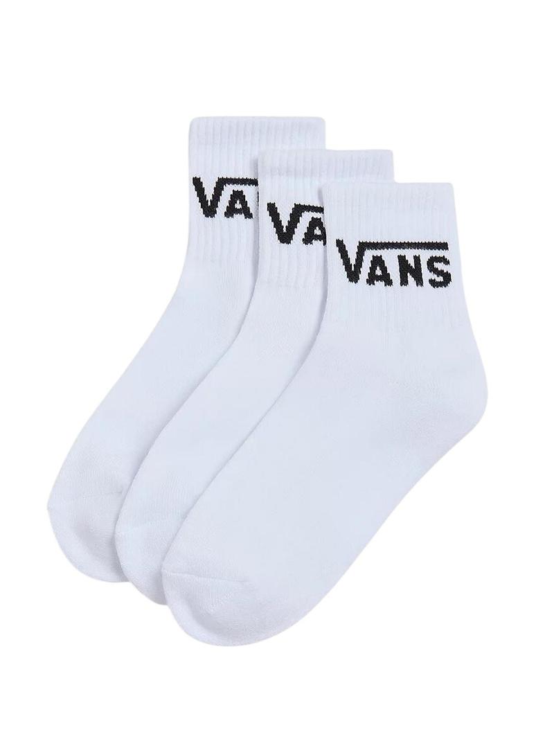 Pack de 3 meias Vans Classic Half brancas para crianças