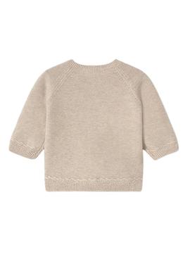 Jaqueta Mayoral tricotado tostado para recém-nascido.