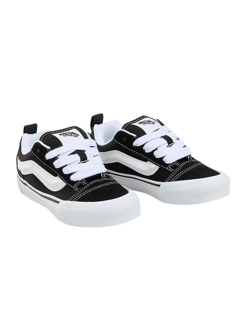 Sapatilhas Vans Knu Skool preto branco para crianças.