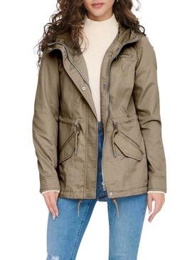 Parka Only Lorca marrom para mulher