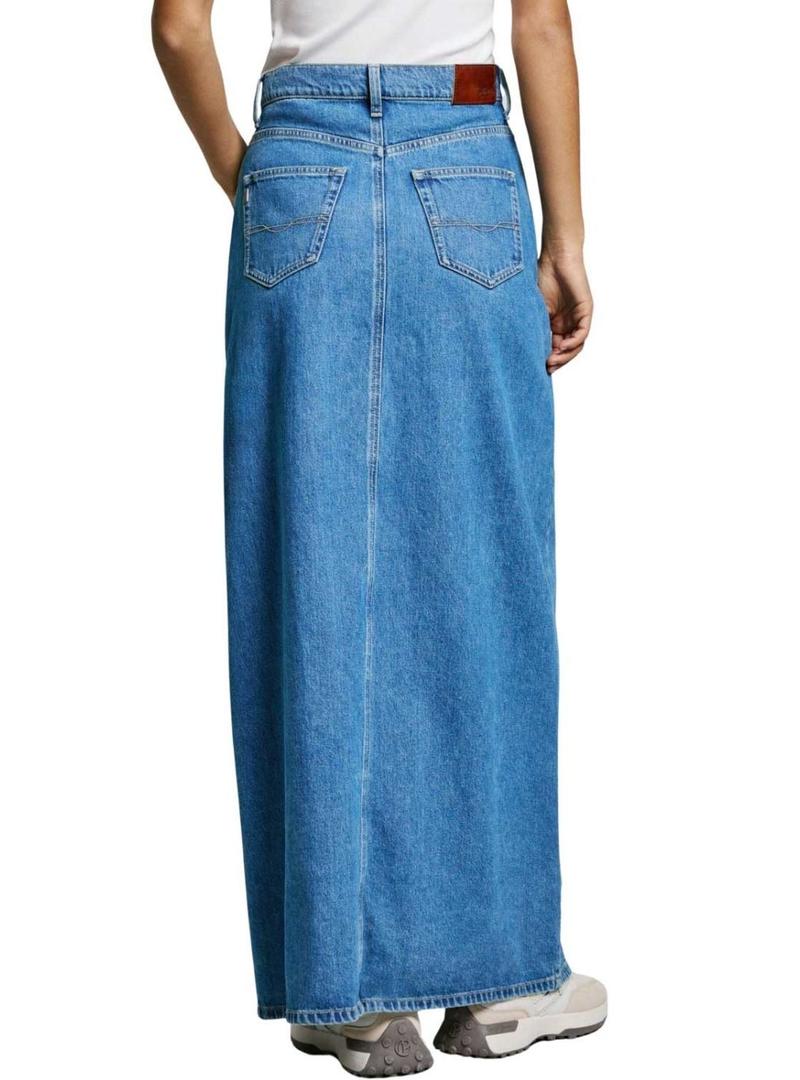 Saia Pepe Jeans Maxi azul para mulher.