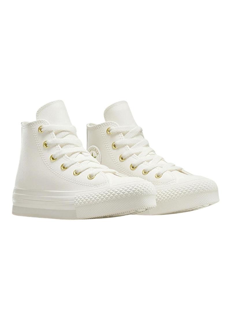Sapatilhas Converse Chuck Taylor All Star EVA Lift em couro branco para mulher.