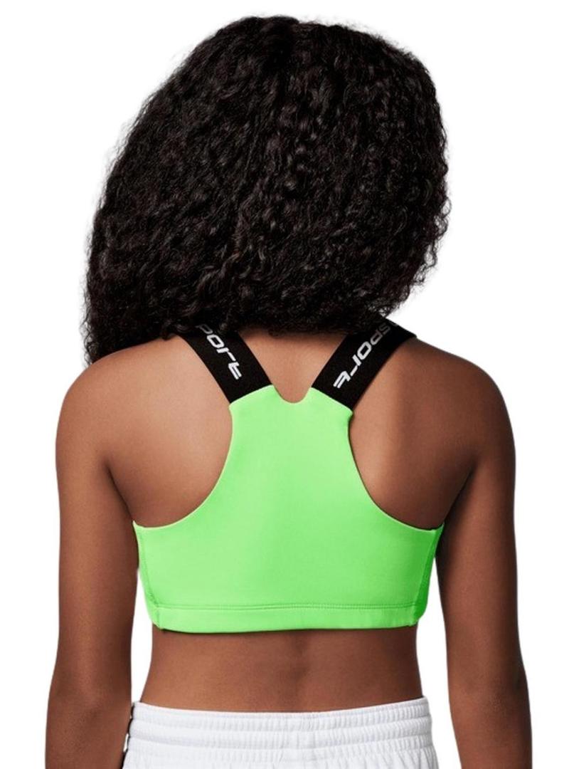 Top Jordan Bra Indy Dri-FIT verde para menina
