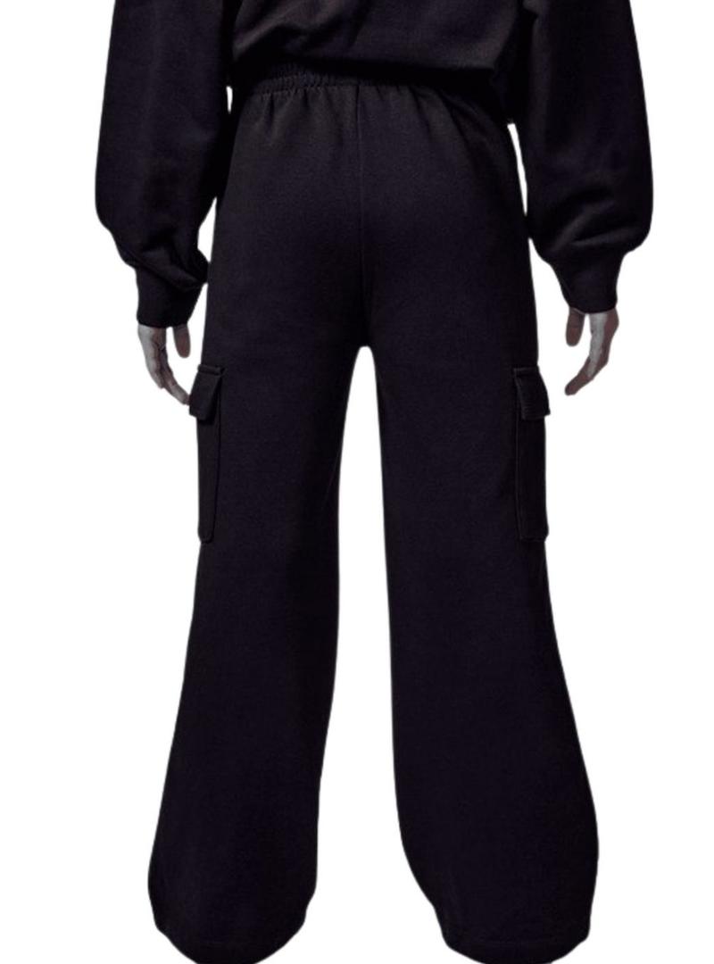 Calças de carga Jordan Y2K French Terry preto para meninas e meninos.