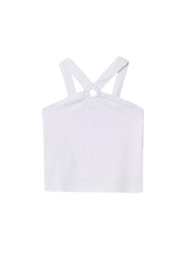 Camisa de alças Mayoral com argolas brancas para menina.
