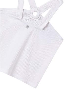 Camisa de alças Mayoral com argolas brancas para menina.