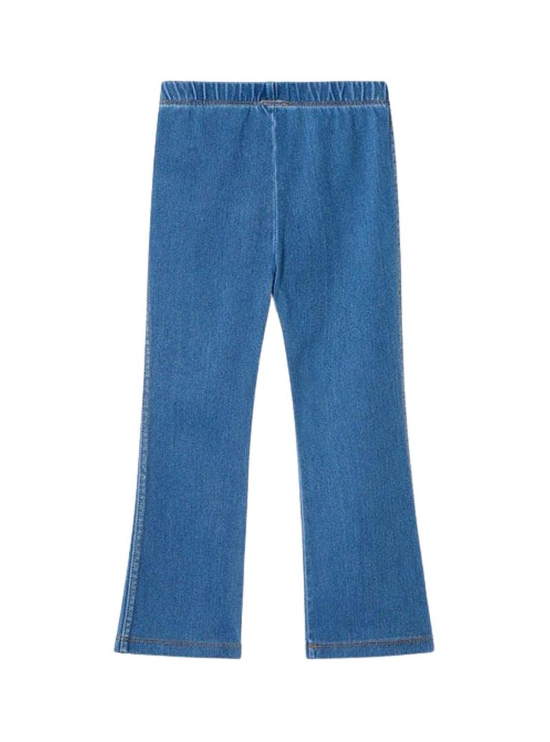 Calças justas Mayoral flare de malha denim azul para menina