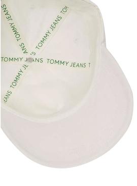 Boné Tommy Jeans Heritage branco para mulher.