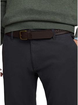 Calça chino Silbon Sport azul marinho para homem