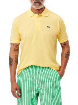 Camisa polo Lacoste de piqué Classic fit amarelo para homem.