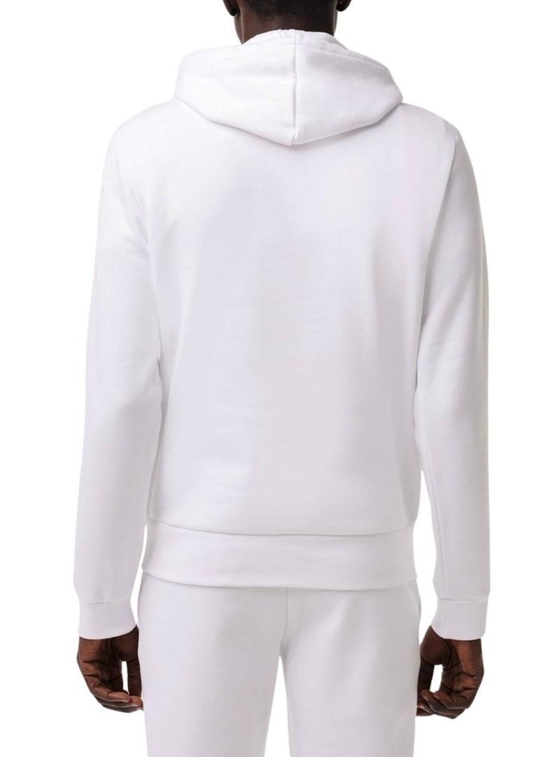 Moletom com capuz de algodão branco da Lacoste para homem.
