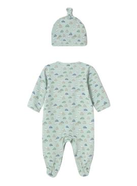 Macacão comprido da Mayoral com touca verde para bebê.