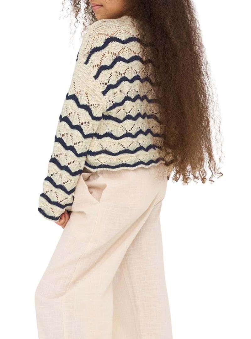 Camisola Jersey Only Kids Donna bege e marinho para menina.