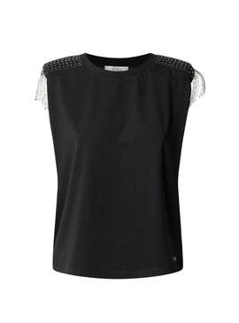 Camiseta Pepe Jeans Vatiana preta para mulher.