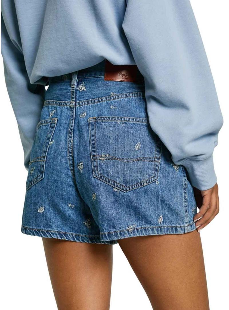 Calções Pepe Jeans A Line bordados para mulher