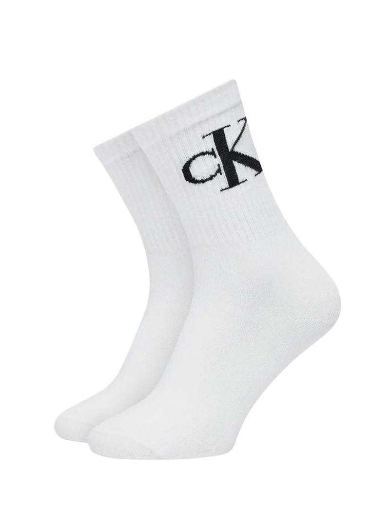 Conjunto de meias Calvin Klein Monogram branco para mulher.