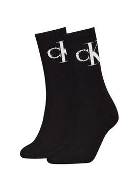 Conjunto de meias Calvin Klein Monogram preto para mulher