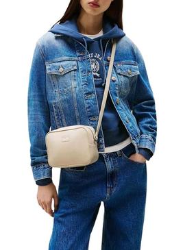 Bolsa Tommy Jeans Must Camera bege para mulher
