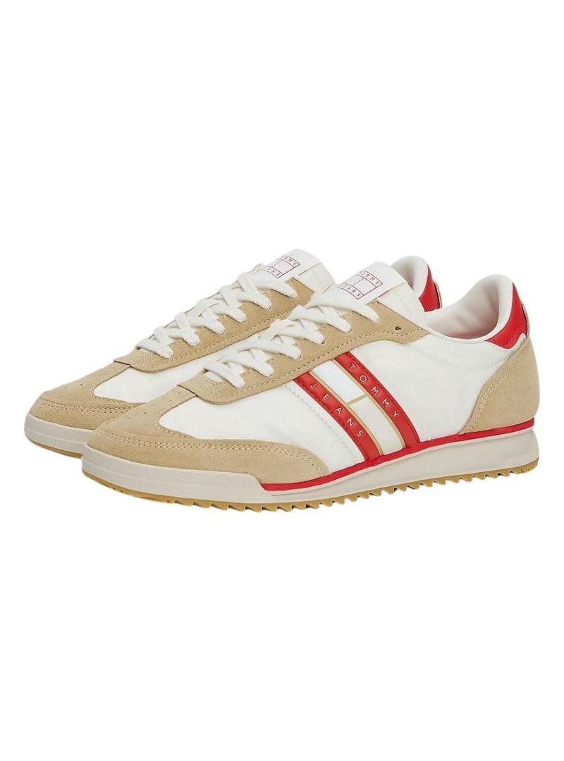 Tênis Tommy Jeans Retro Runner branco para mulher.