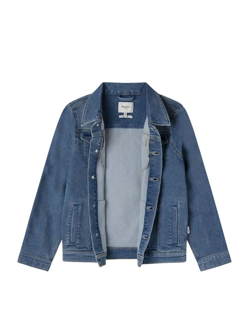 Jaqueta jeans Pepe Jeans com logotipo para criança.