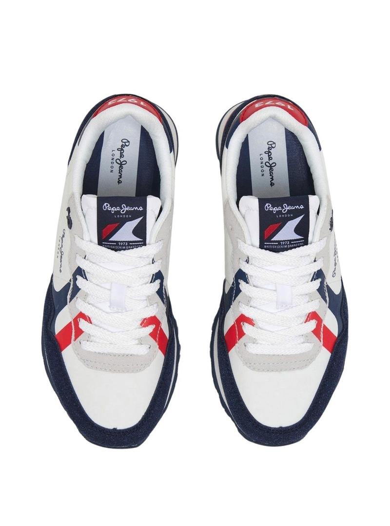 Sapatilhas Pepe Jeans Brit branco e azul marinho