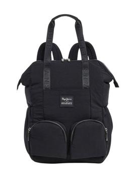 Mochila Pepe Jeans Whitney preta para mulher.