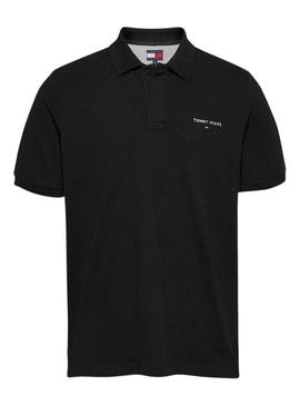 Polo Tommy Jeans Linear preto para homem