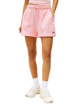 Shorts Tommy Jeans Script rosa para mulher