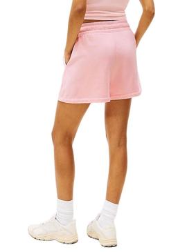 Shorts Tommy Jeans Script rosa para mulher